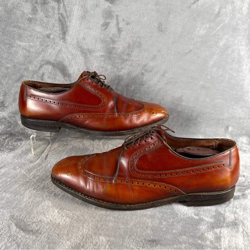 Allen Edmonds Caufield Wing-Tip Oxfords 11 D Made in USA Chestnut Leather Preppy
